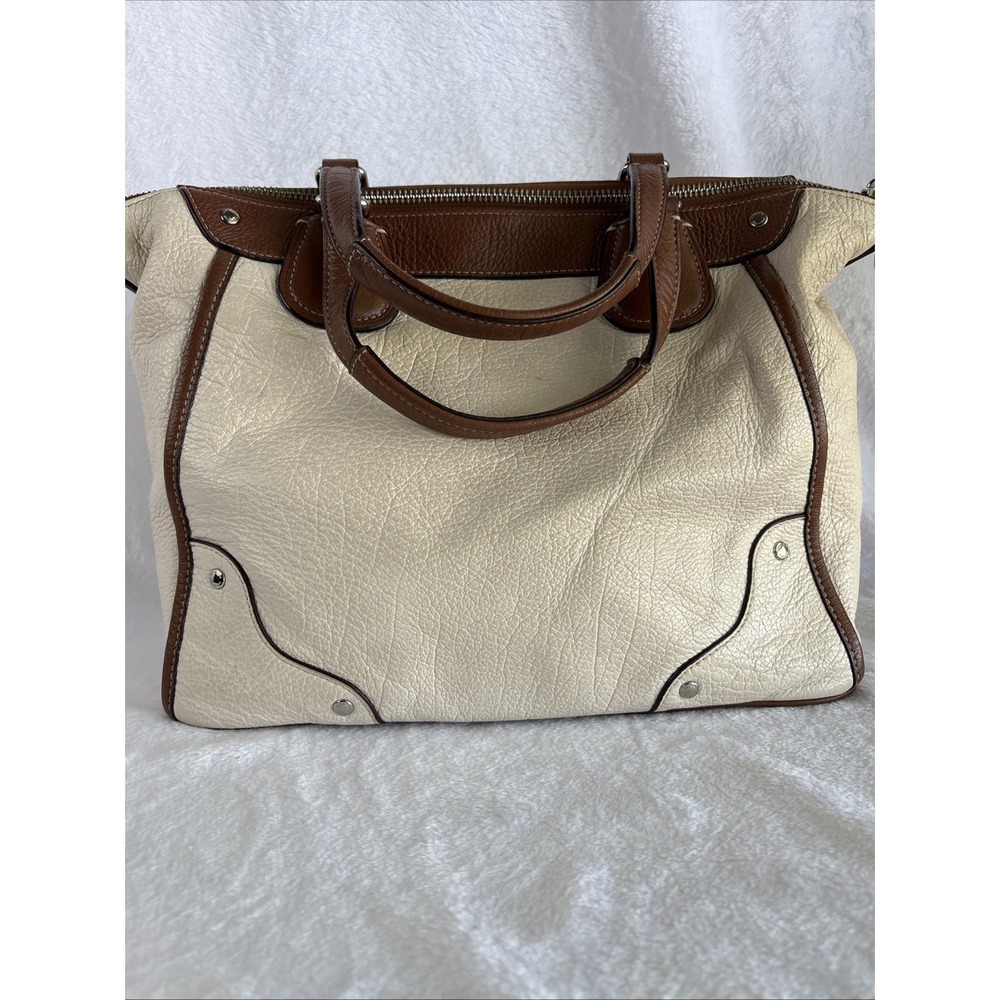 COACH Spectator Satchel Bag Cream Brown Leather Crossbody Top Handle F37679 - Picture 7 of 15